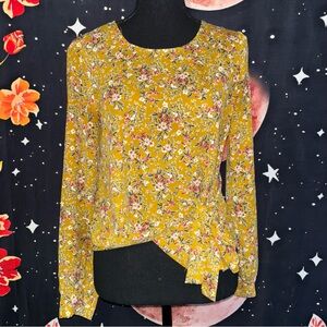 Small mustard yellow floral blouse